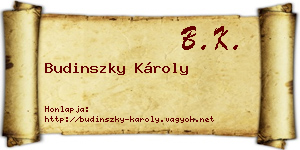 Budinszky Károly névjegykártya